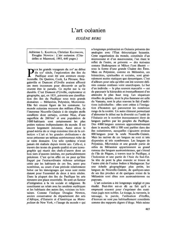 L’art océanien
 – page 1