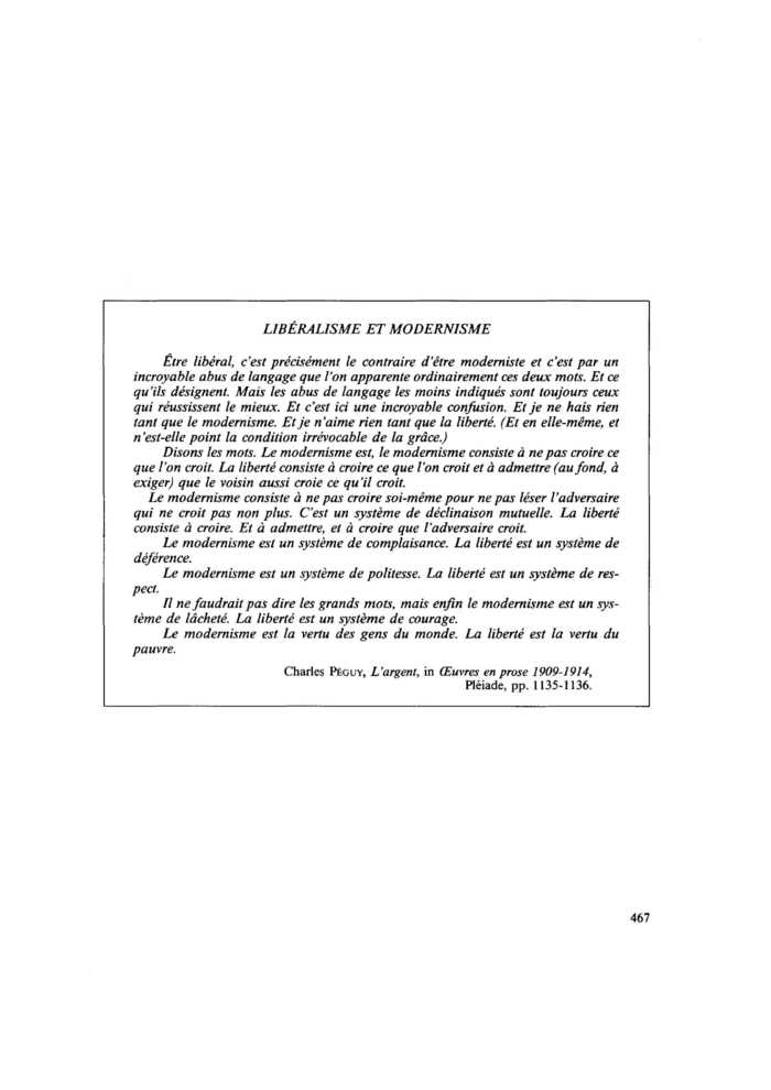 LIBÉRALISME ET MODERNISME
 – page 1