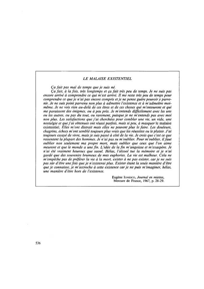LE MALAISE EXISTENTIEL
 – page 1
