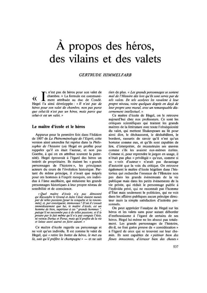 À propos des héros, des vilains et des valets
 – page 1