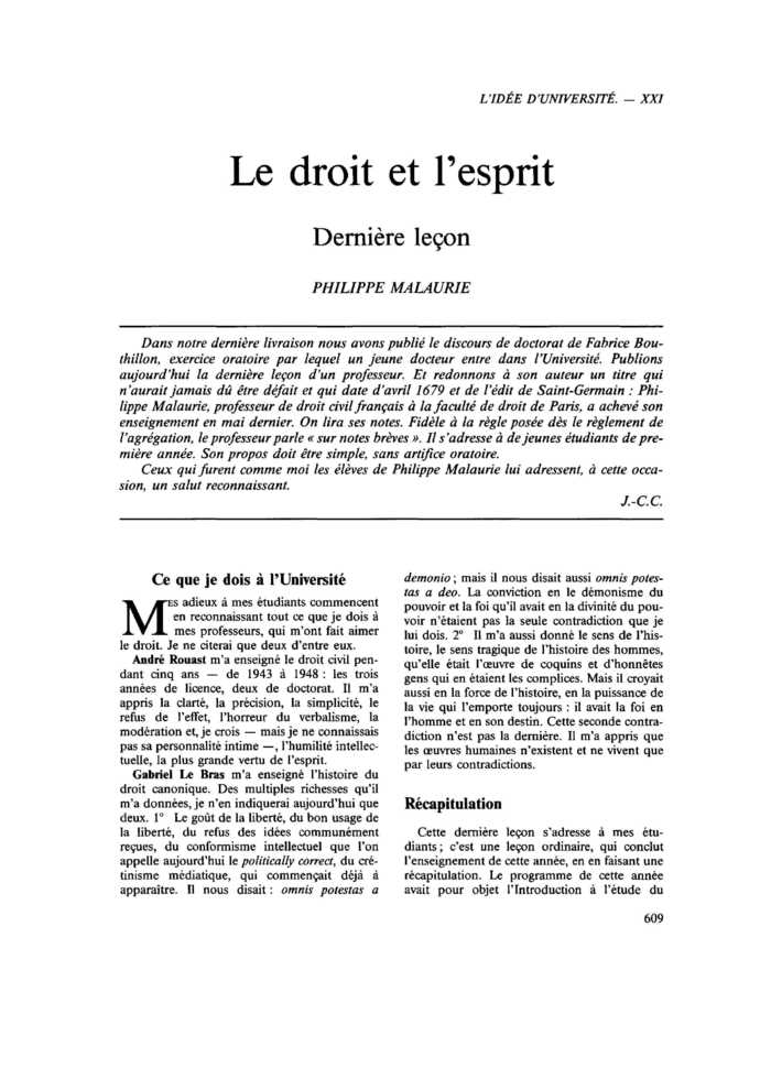 Le droit et l’esprit. Dernière leçon
 – page 1