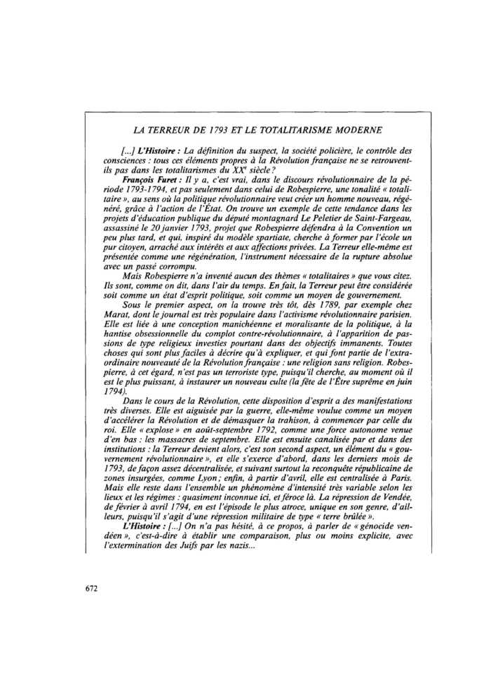 LA TERREUR DE 1793 ET LE TOTALITARISME MODERNE
 – page 1