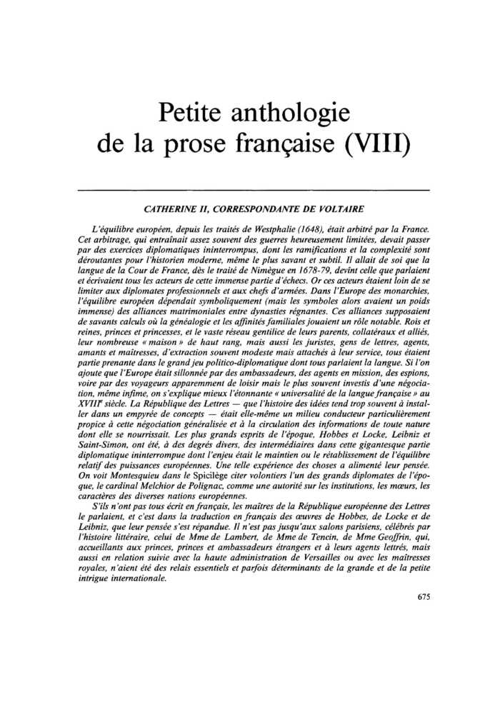 CATHERINE II, CORRESPONDANTE DE VOLTAIRE
 – page 1