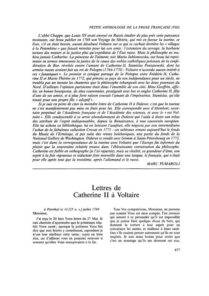 Lettres de Catherine II à Voltaire
 – page 1