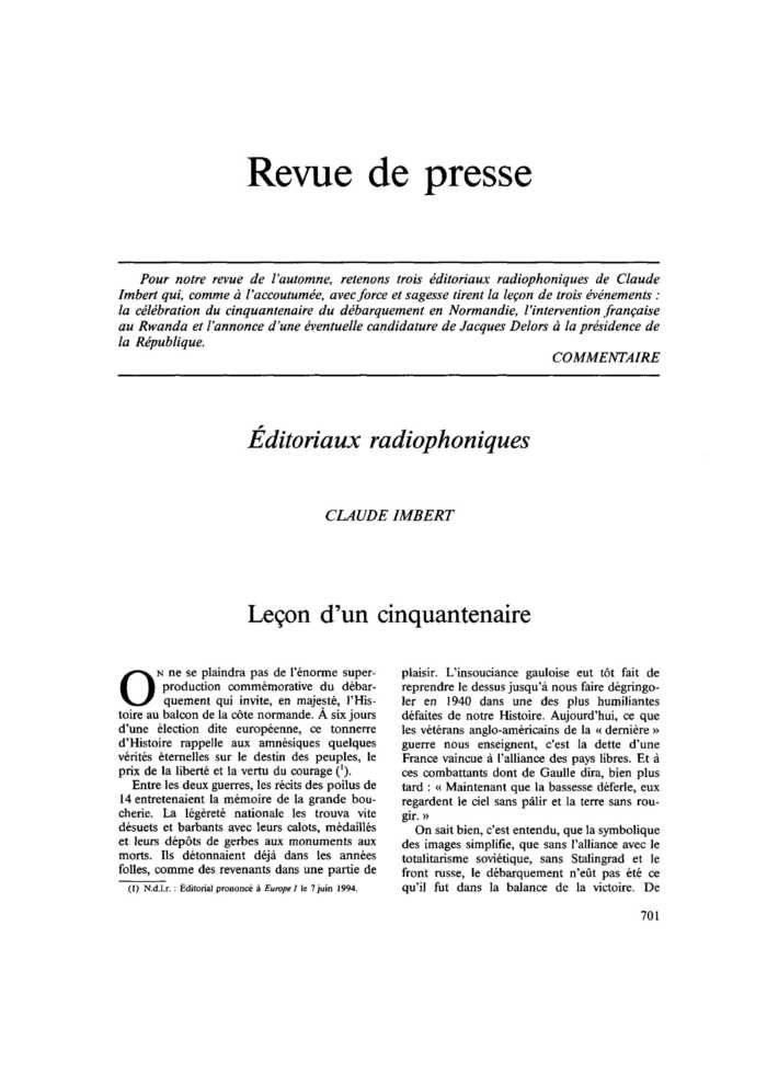 Revue de presse
 – page 1