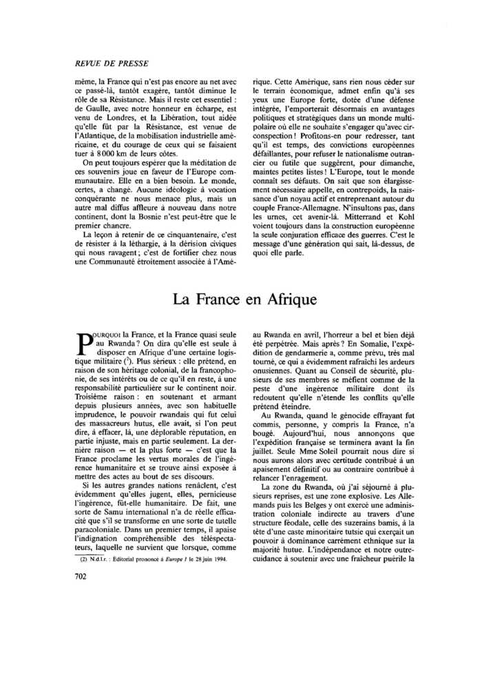 La France en Afrique
 – page 1