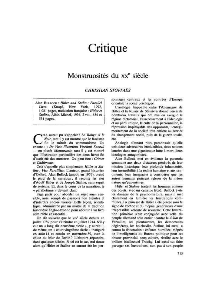 Monstruosités du XXe siècle
 – page 1
