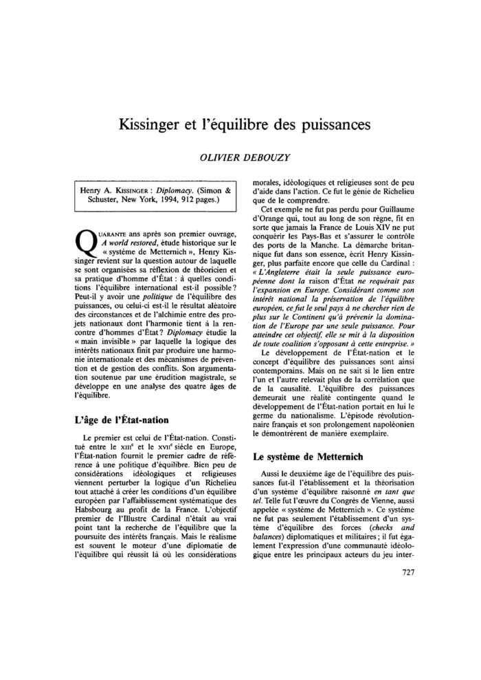 Kissinger et l’équilibre des puissances
 – page 1