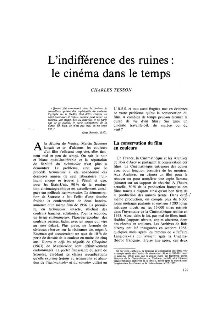 L’indifférence des ruines : le cinéma dans le temps
 – page 1