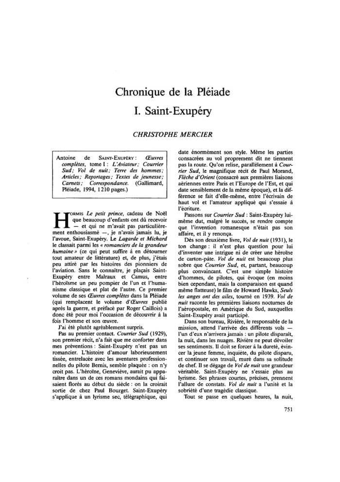 I. Saint-Exupéry
 – page 1