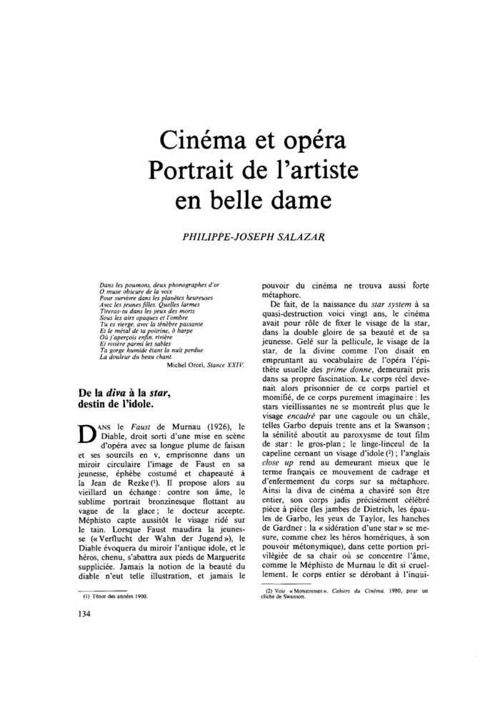 Cinéma et opéra. Portrait de l’artiste en belle dame
 – page 1