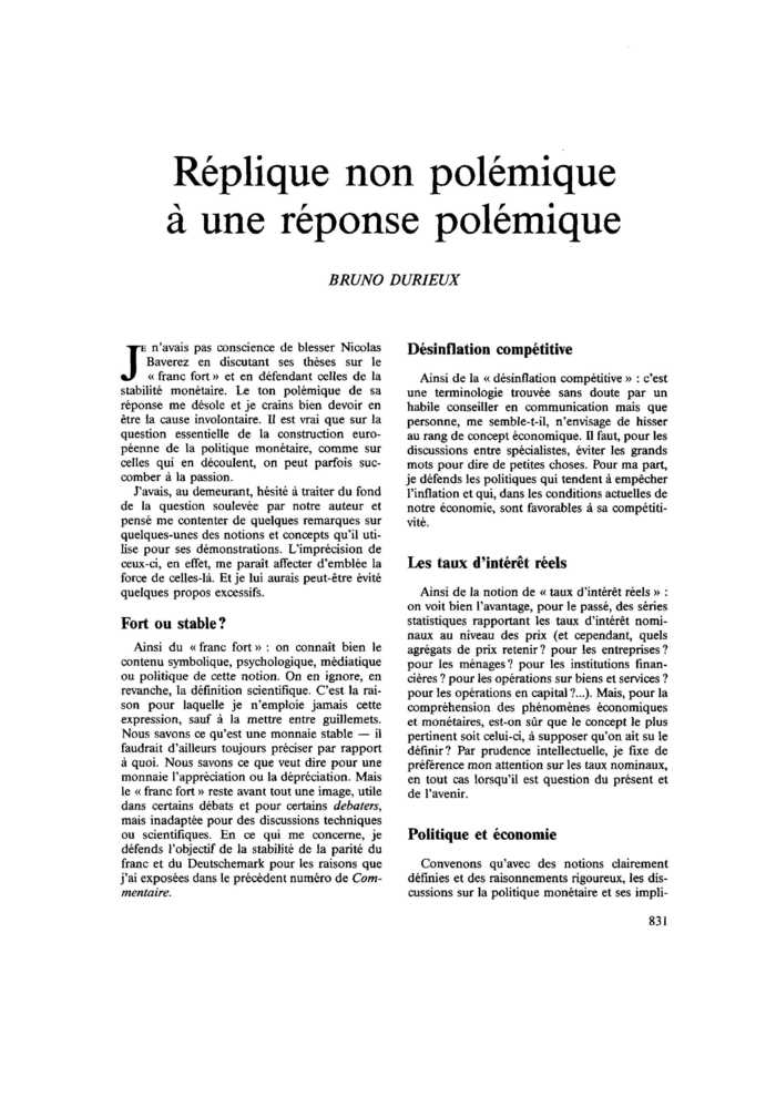 Réplique non polémique à une réponse polémique
 – page 1