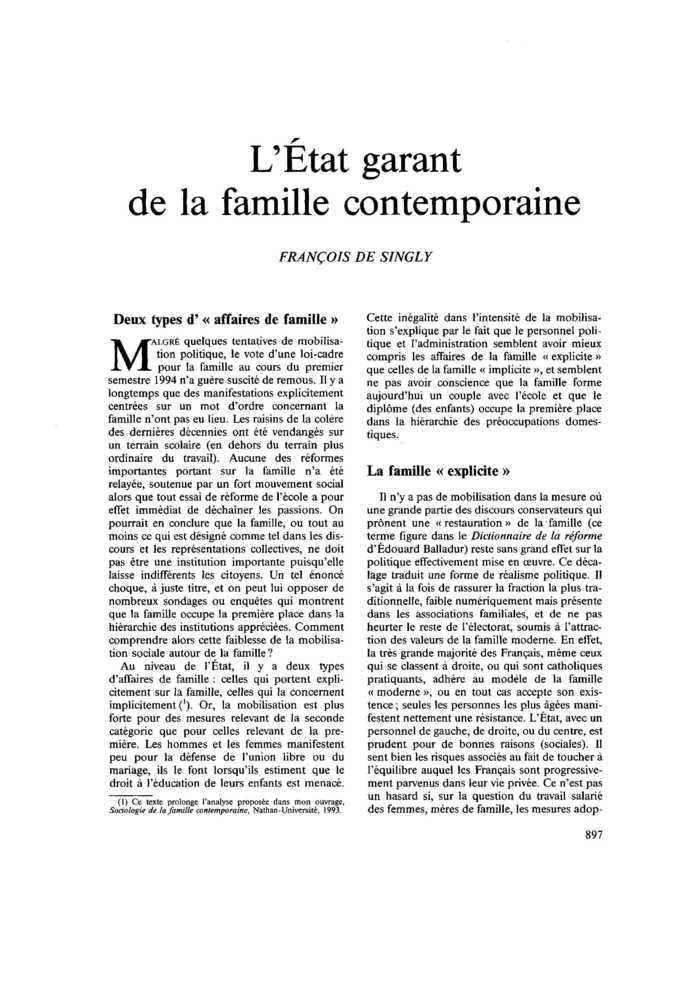 L’État garant de la famille contemporaine
 – page 1