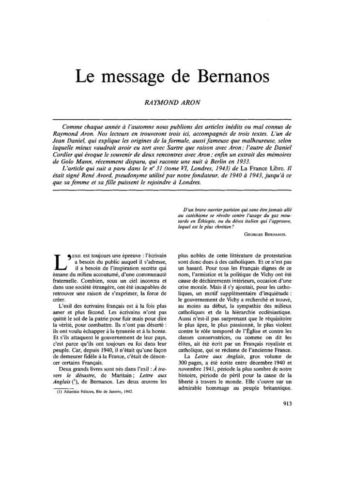 Le message de Bernanos
 – page 1
