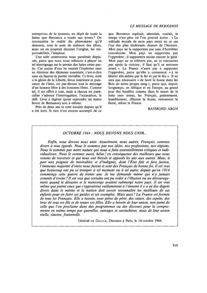 OCTOBRE 1944 : NOUS DEVONS NOUS UNIR
 – page 1