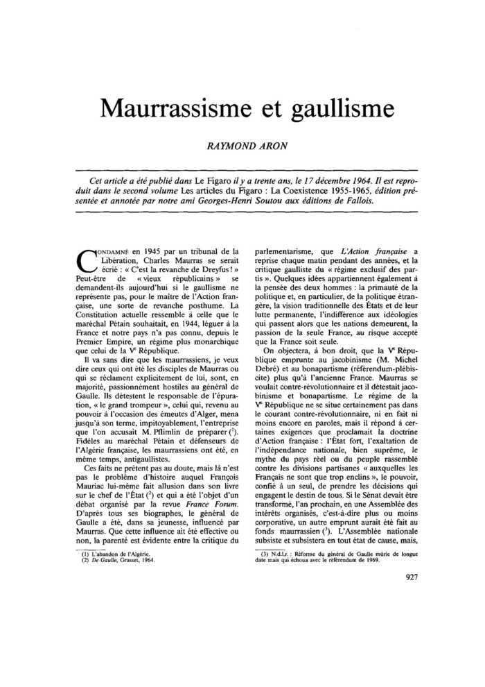 Maurrassisme et gaullisme
 – page 1