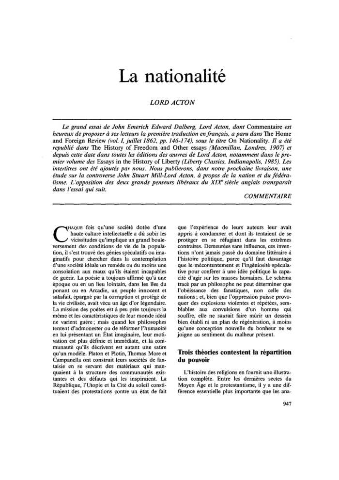 La nationalité
 – page 1