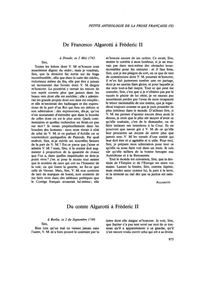 Du comte Algarotti à Frédéric II
 – page 1