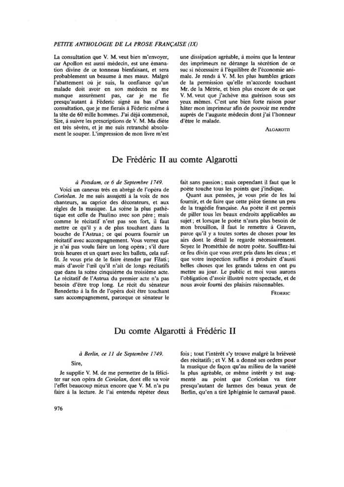 Du comte Algarotti à Frédéric II
 – page 1