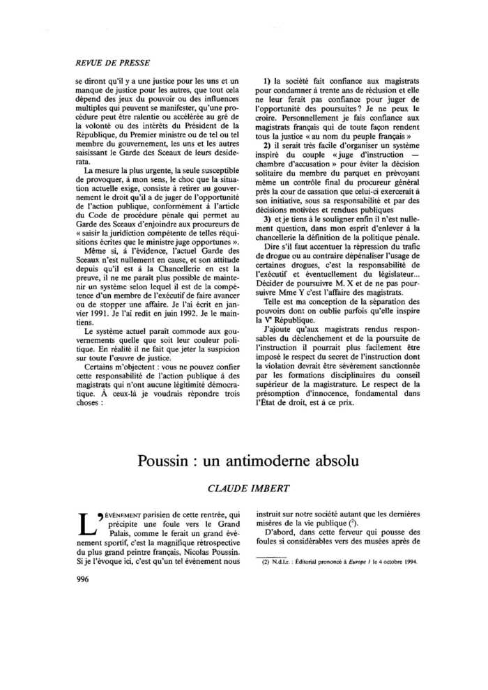 Poussin : un antimoderne absolu
 – page 1