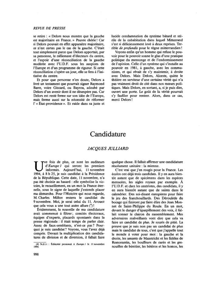 Candidature
 – page 1