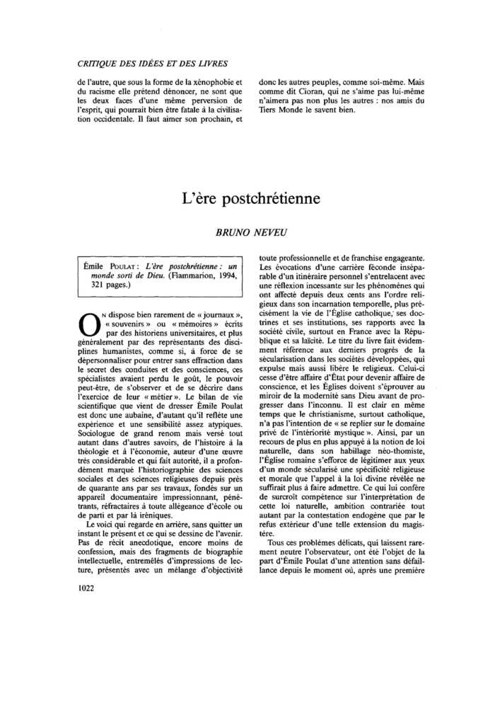 L’ère postchrétienne
 – page 1