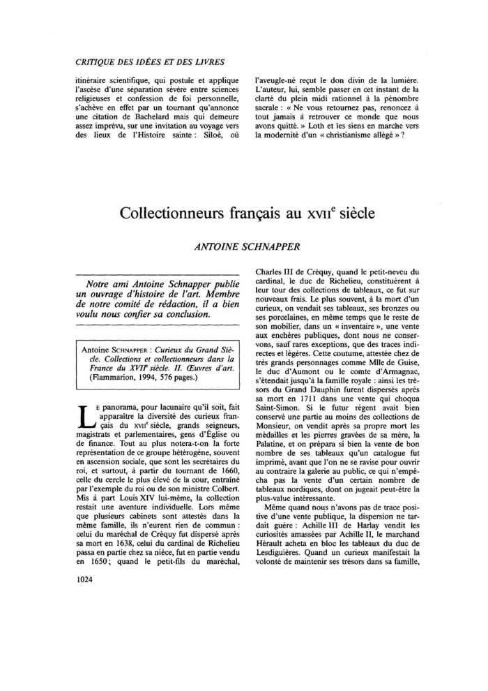 Collectionneurs français au XVIIe siècle
 – page 1