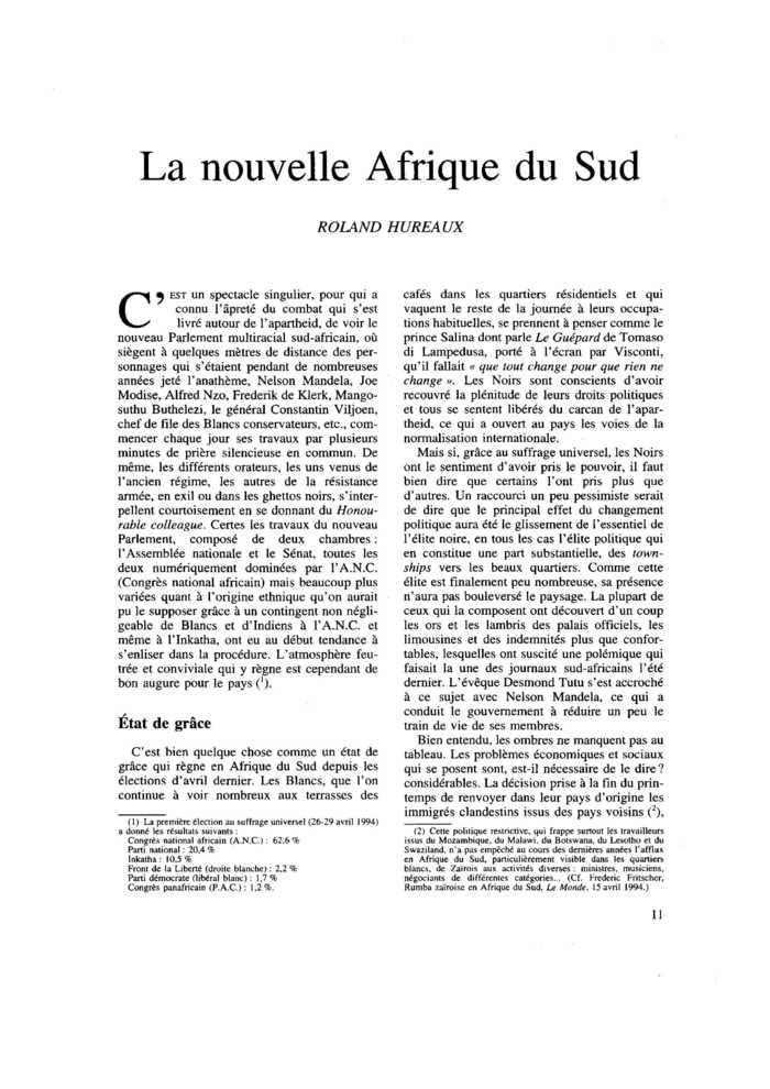 La nouvelle Afrique du Sud
 – page 1