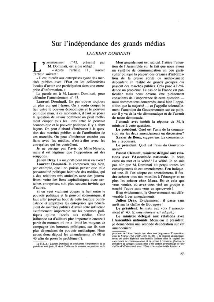 Sur l’indépendance des grands médias
 – page 1