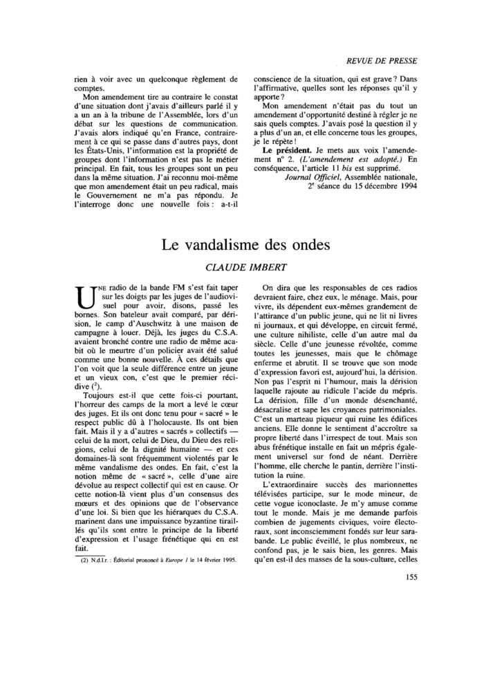 Le vandalisme des ondes
 – page 1