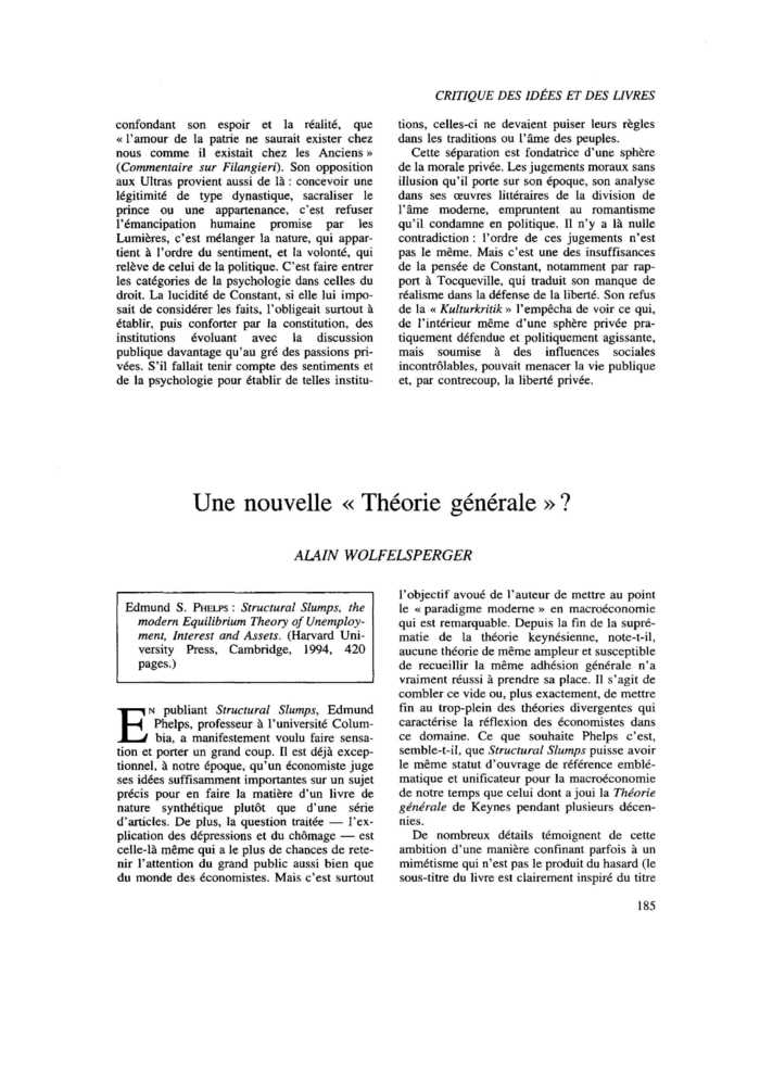 Une nouvelle « Théorie générale » ?
 – page 1