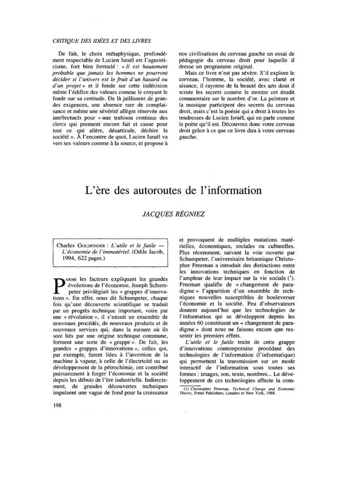 L’ère des autoroutes de l’information
 – page 1