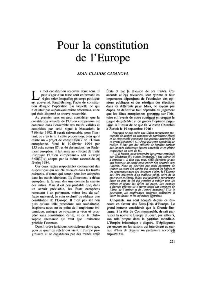 Pour la constitution de l’Europe
 – page 1