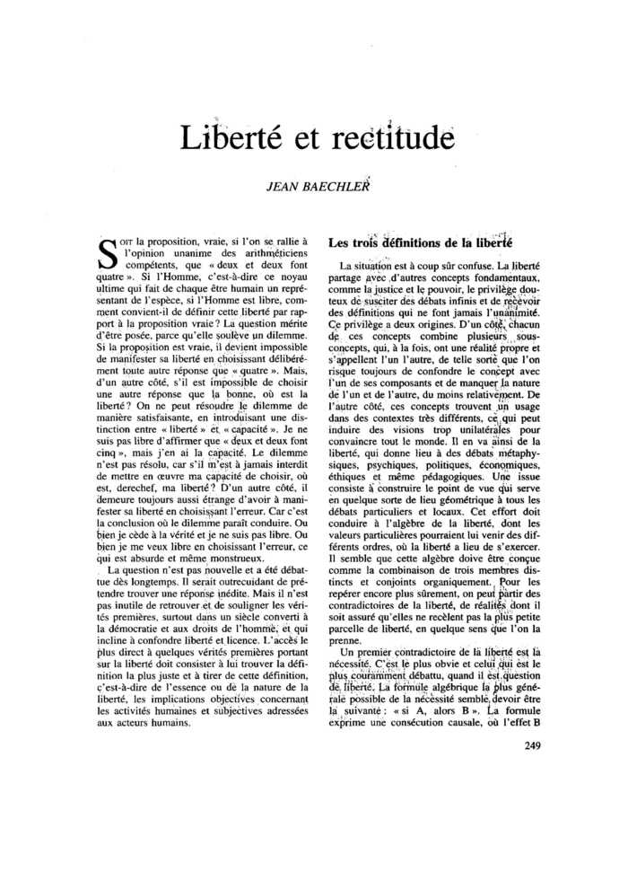 Liberté et rectitude
 – page 1