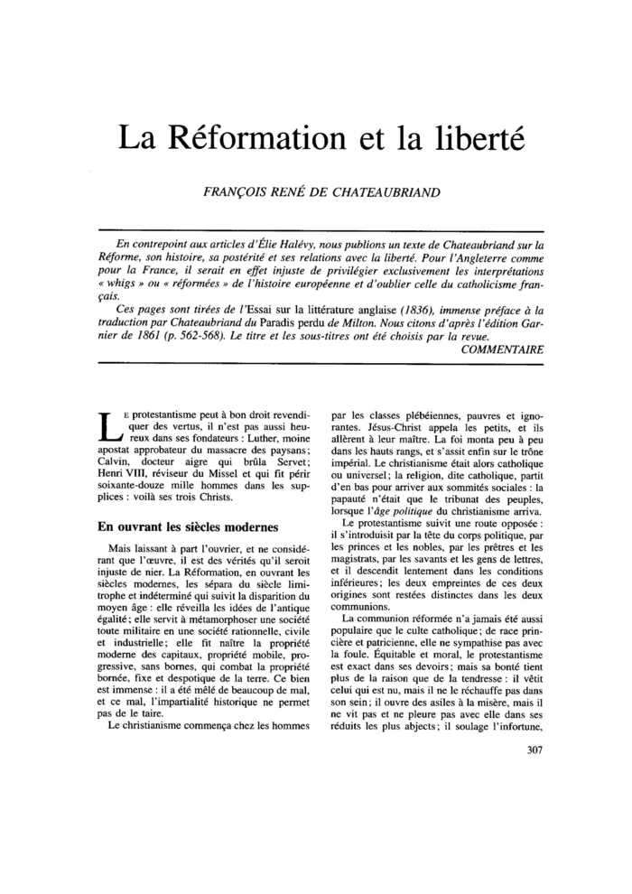 La Réformation et la liberté
 – page 1