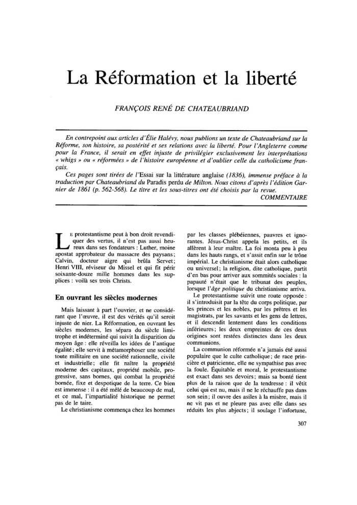 La Réformation et la liberté
 – page 1