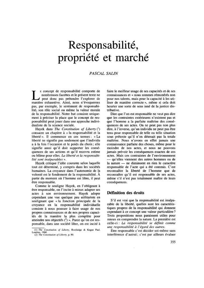 Responsabilité, propriété et marché
 – page 1