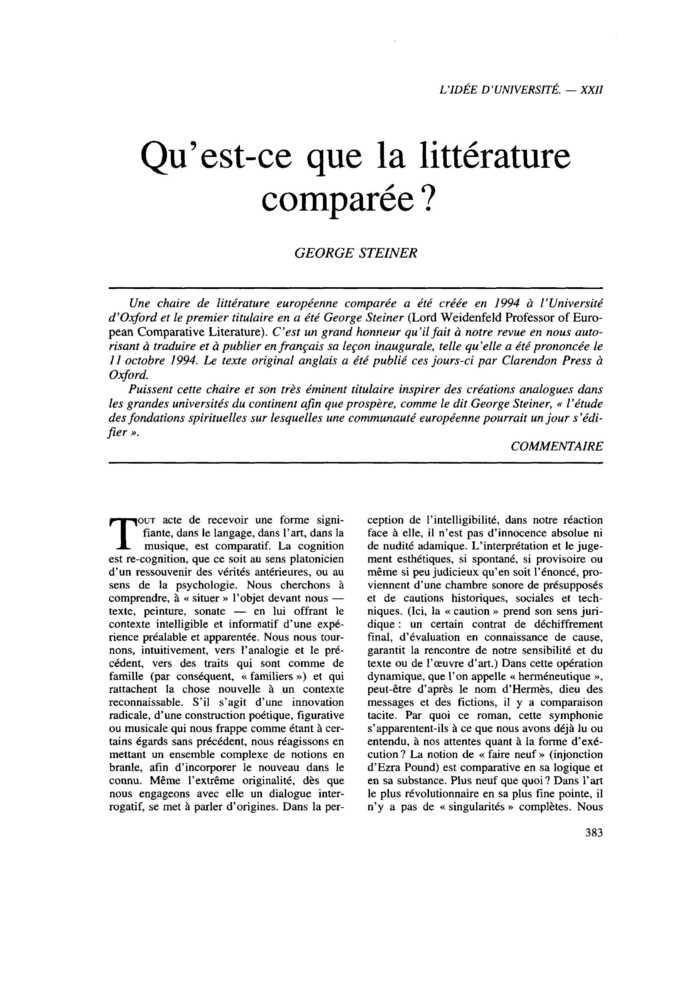 Qu’est-ce que la littérature comparée ?
 – page 1