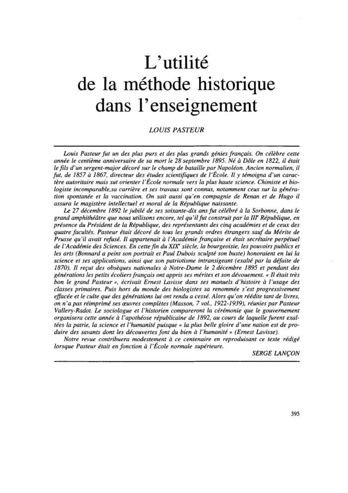 L’utilité de la méthode historique dans l’enseignement
 – page 1