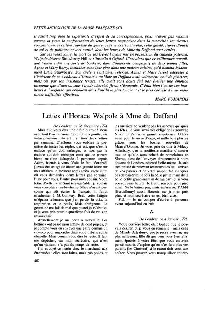 Lettes d’Horace Walpole à Mme du Deffand
 – page 1