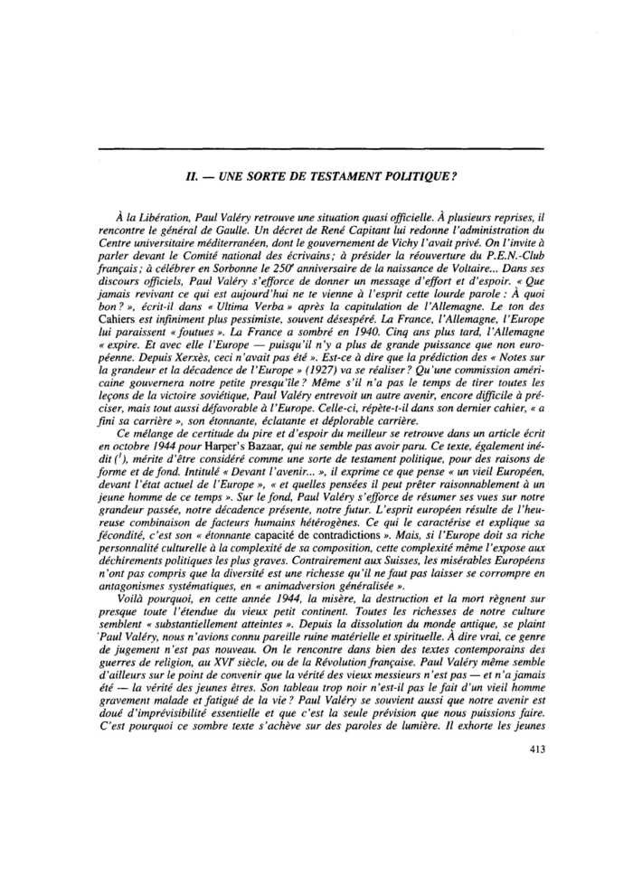 II. UNE SORTE DE TESTAMENT POLITIQUE ?
 – page 1