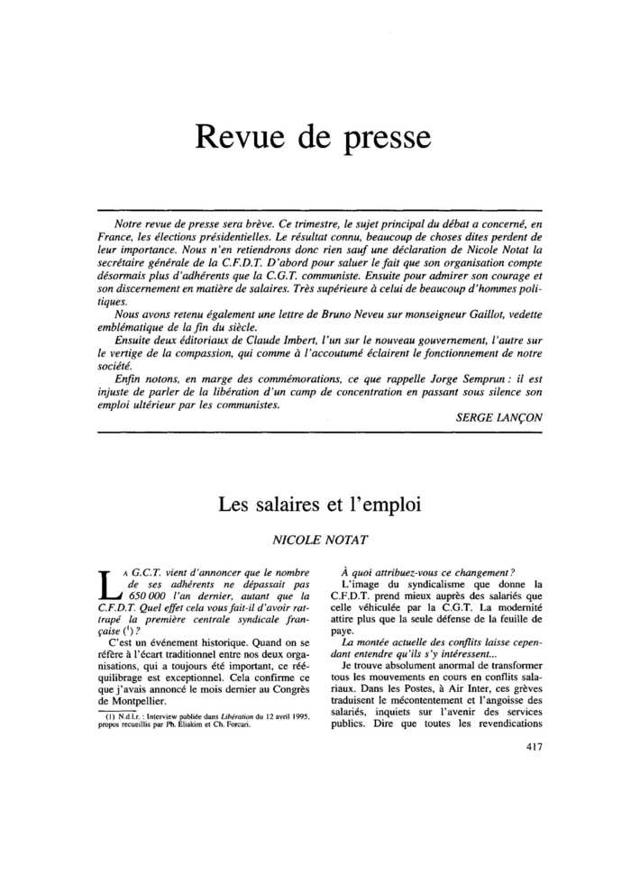 Revue de presse
 – page 1
