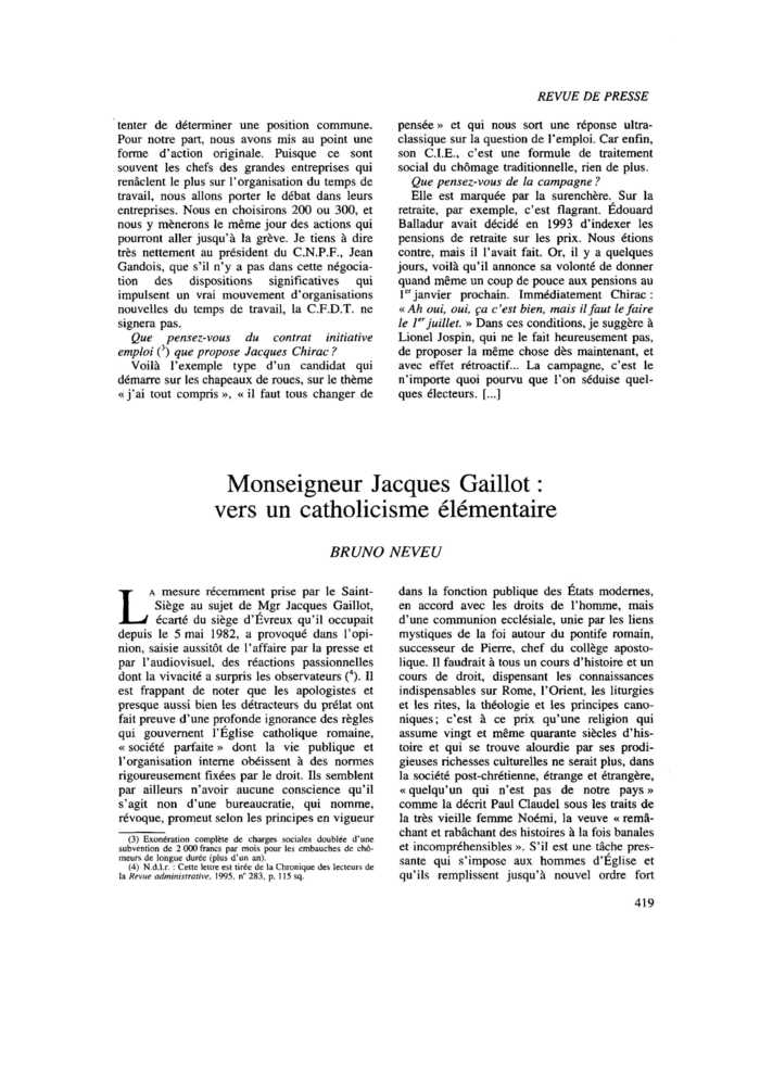 Monseigneur Jacques Gaillot : vers un catholicisme élémentaire
 – page 1