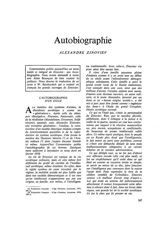 Autobiographie
 – page 1