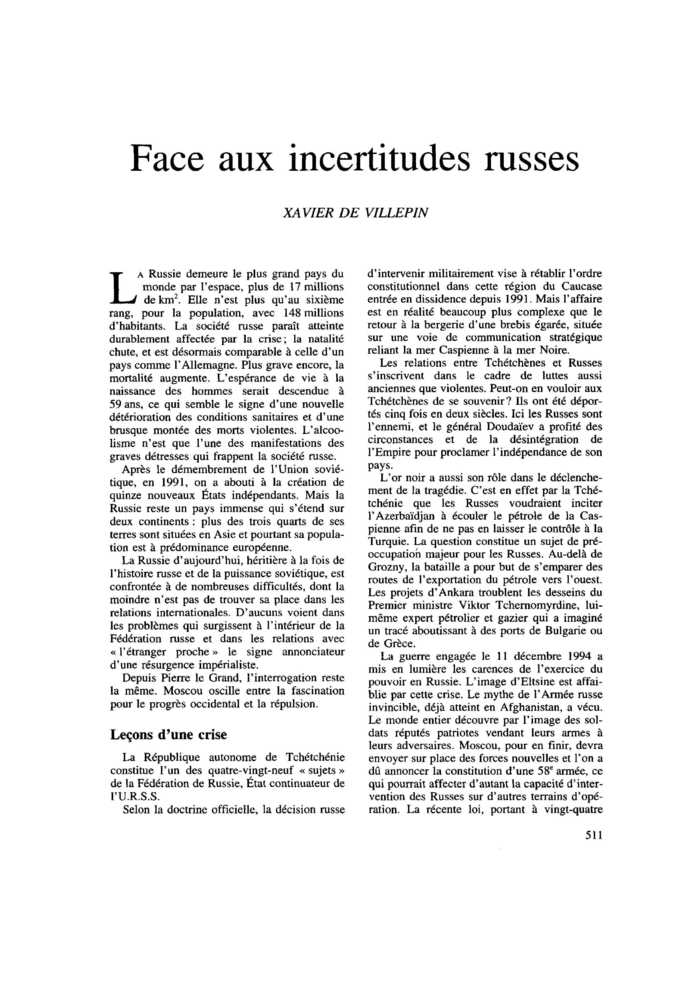 Face aux incertitudes russes
 – page 1