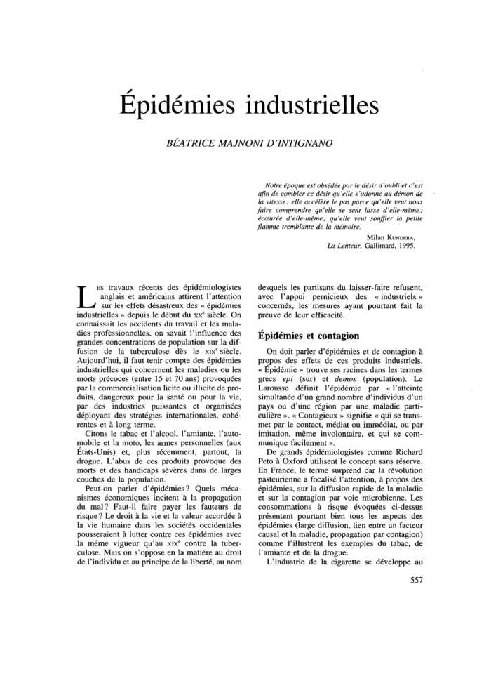 Épidémies industrielles
 – page 1