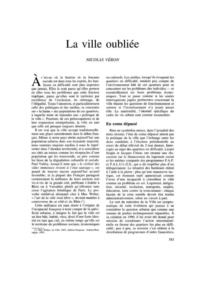 La ville oubliée
 – page 1