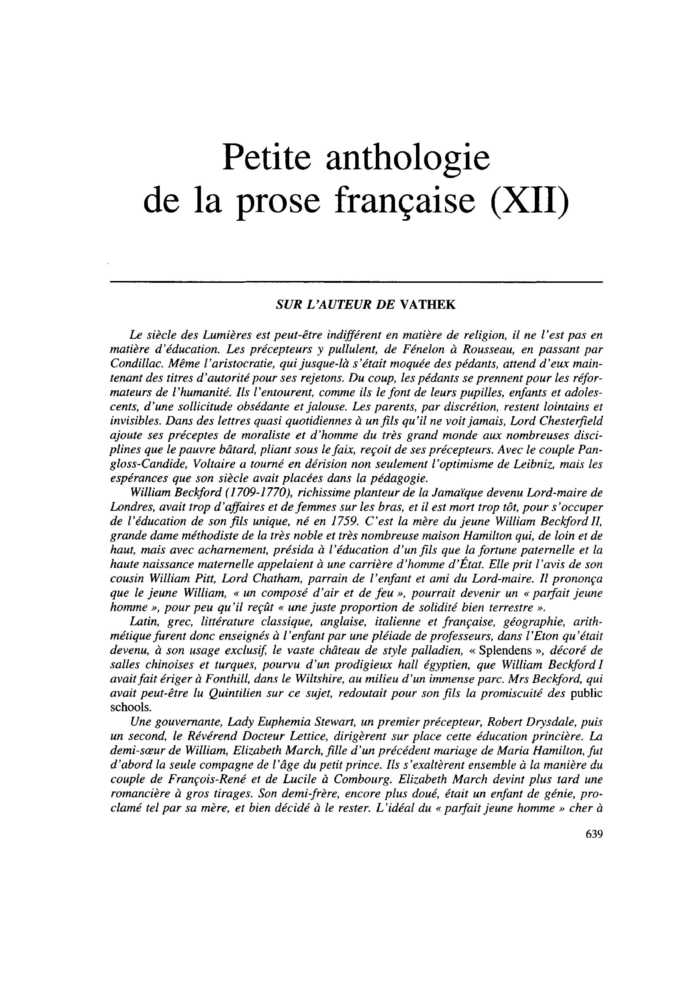 SUR L’AUTEUR DE VATHEK
 – page 1