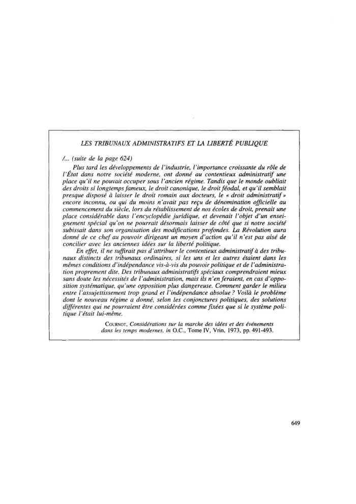 LES TRIBUNAUX ADMINISTRATIFS ET LA LIBERTÉ PUBLIQUE (suite)
 – page 1