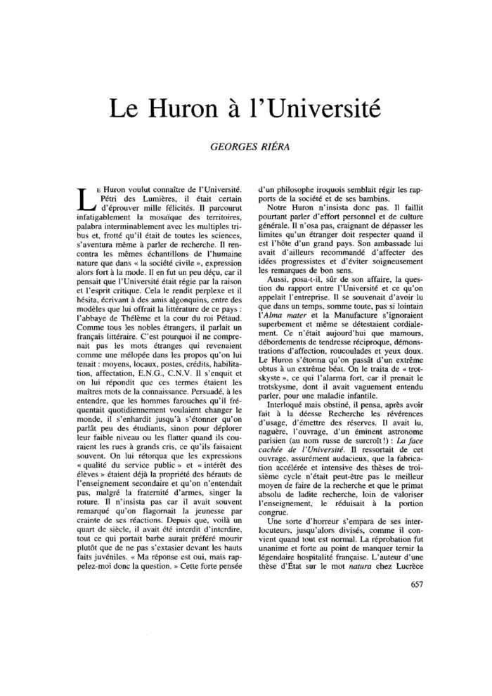 Le Huron à l’Université
 – page 1